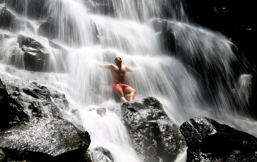 A waterfall jump along the way